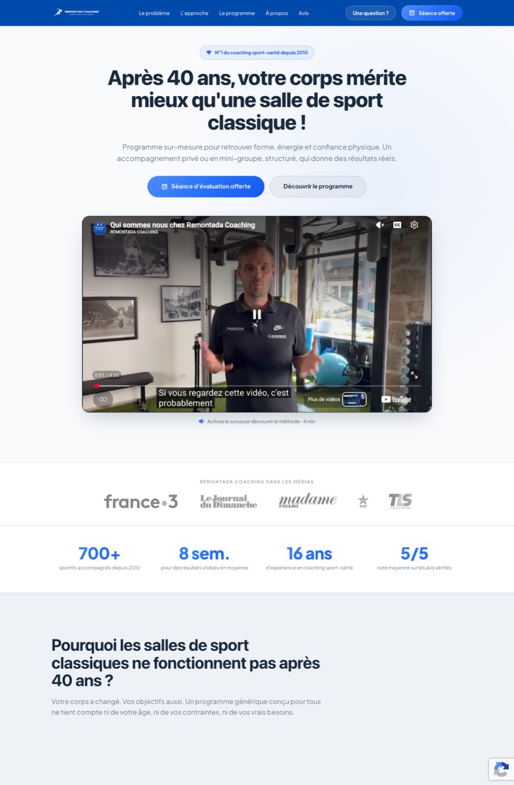 Page d'accueil du site remontada-coaching.com