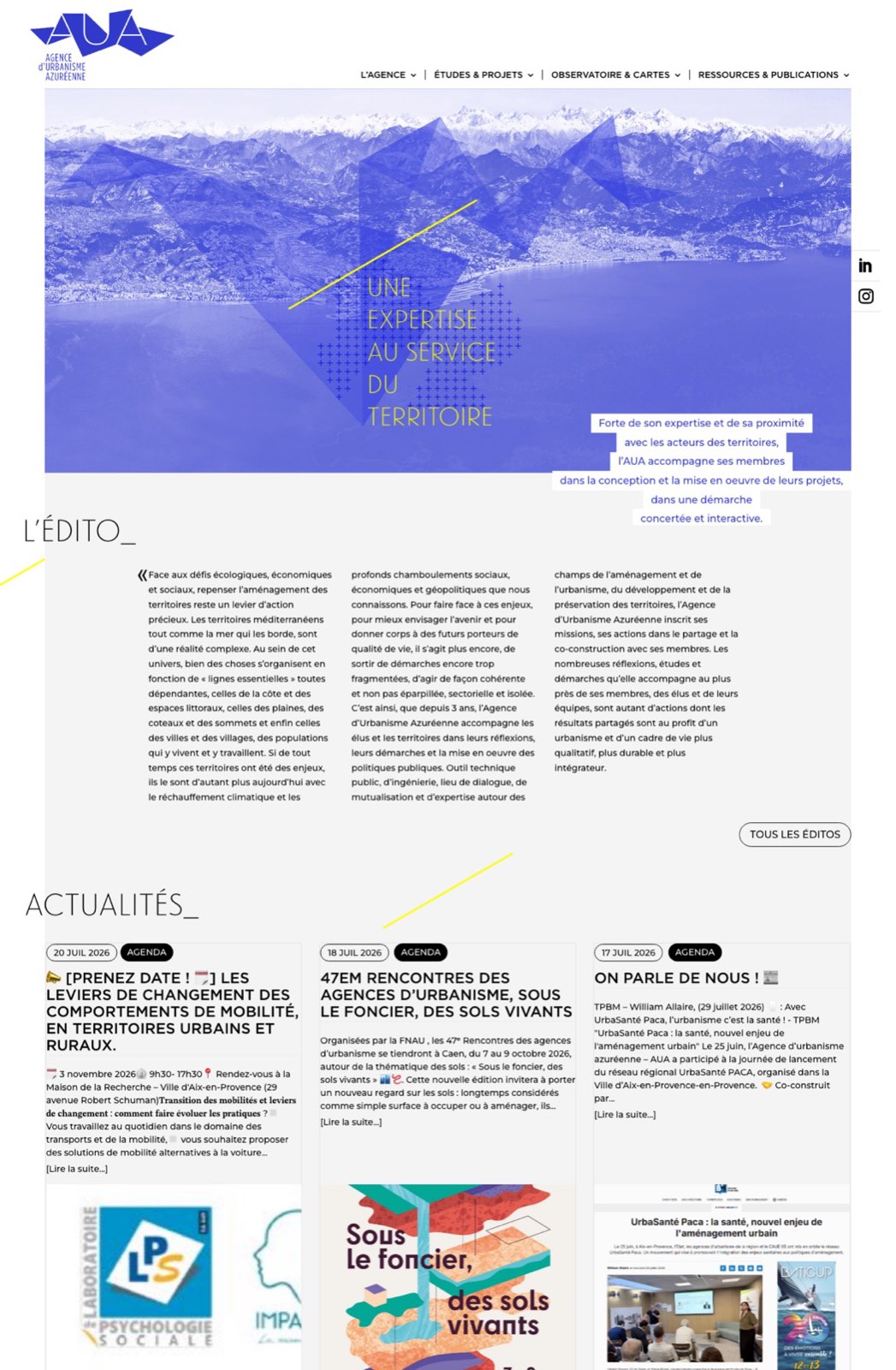 Page d'accueil du site agenceurbanismeazureenne.org